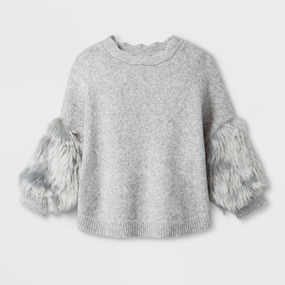 Cat & Jack Grey Fur Pullover Sweater